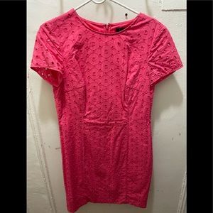 Pink eyelet midi dress